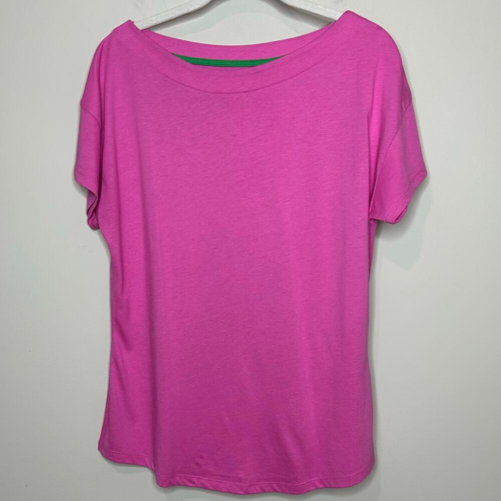Boden Pink Supersoft Boat Neck T-Shirt Size 10 Slim Fit